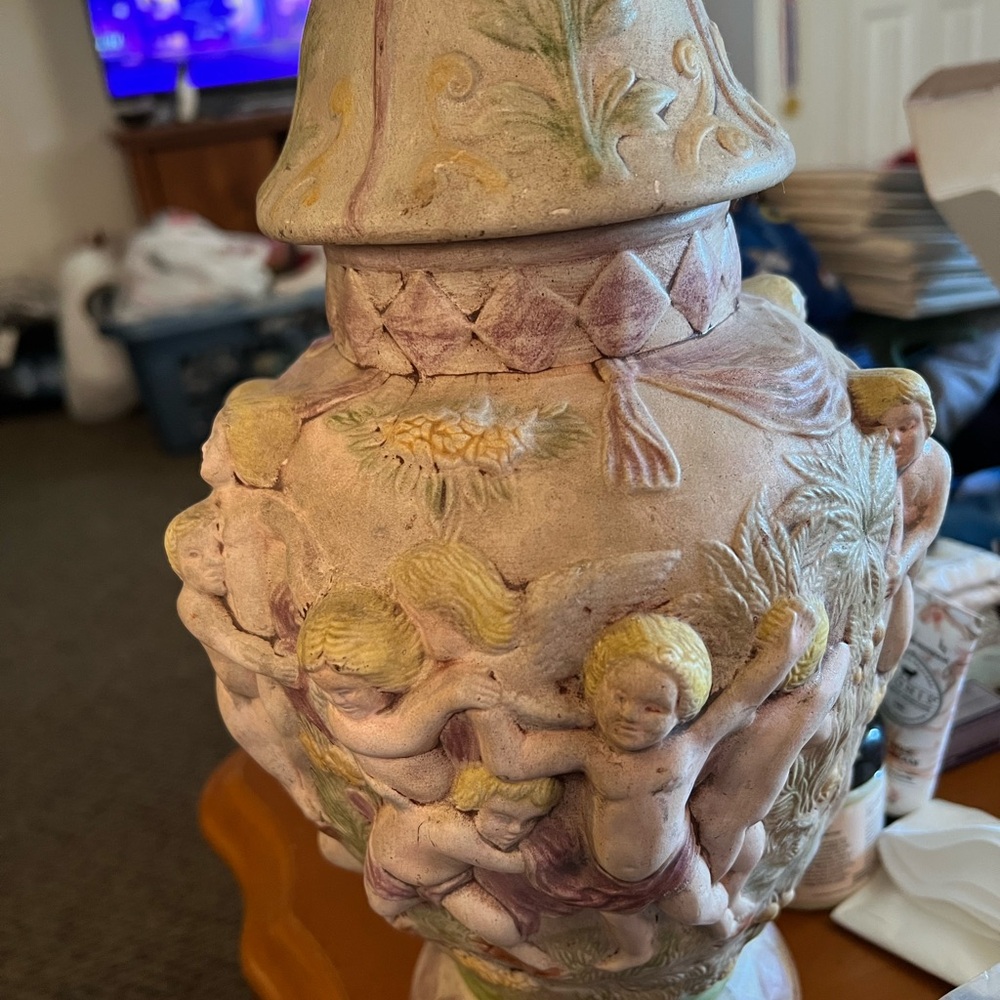 Decorative Cherub Vase with Lid